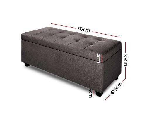 Large Fabric Storage Ottoman - Brown Artiss