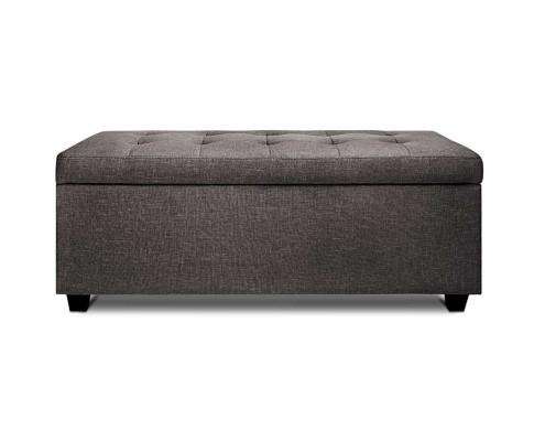 Large Fabric Storage Ottoman - Brown Artiss