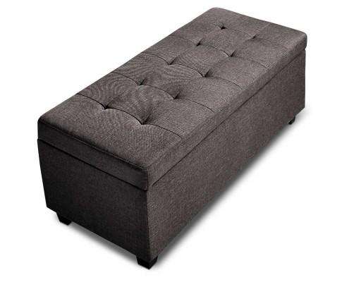 Large Fabric Storage Ottoman - Brown Artiss