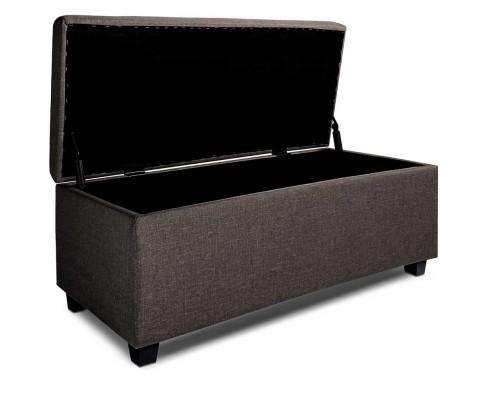 Large Fabric Storage Ottoman - Brown Artiss