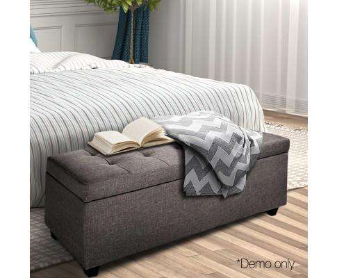 Large Fabric Storage Ottoman - Brown Artiss