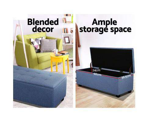 Premium Storage Ottoman - Blue Artiss