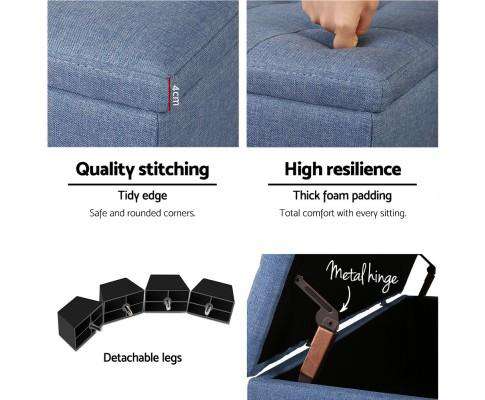 Premium Storage Ottoman - Blue Artiss