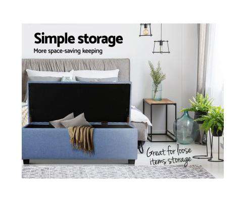 Premium Storage Ottoman - Blue Artiss