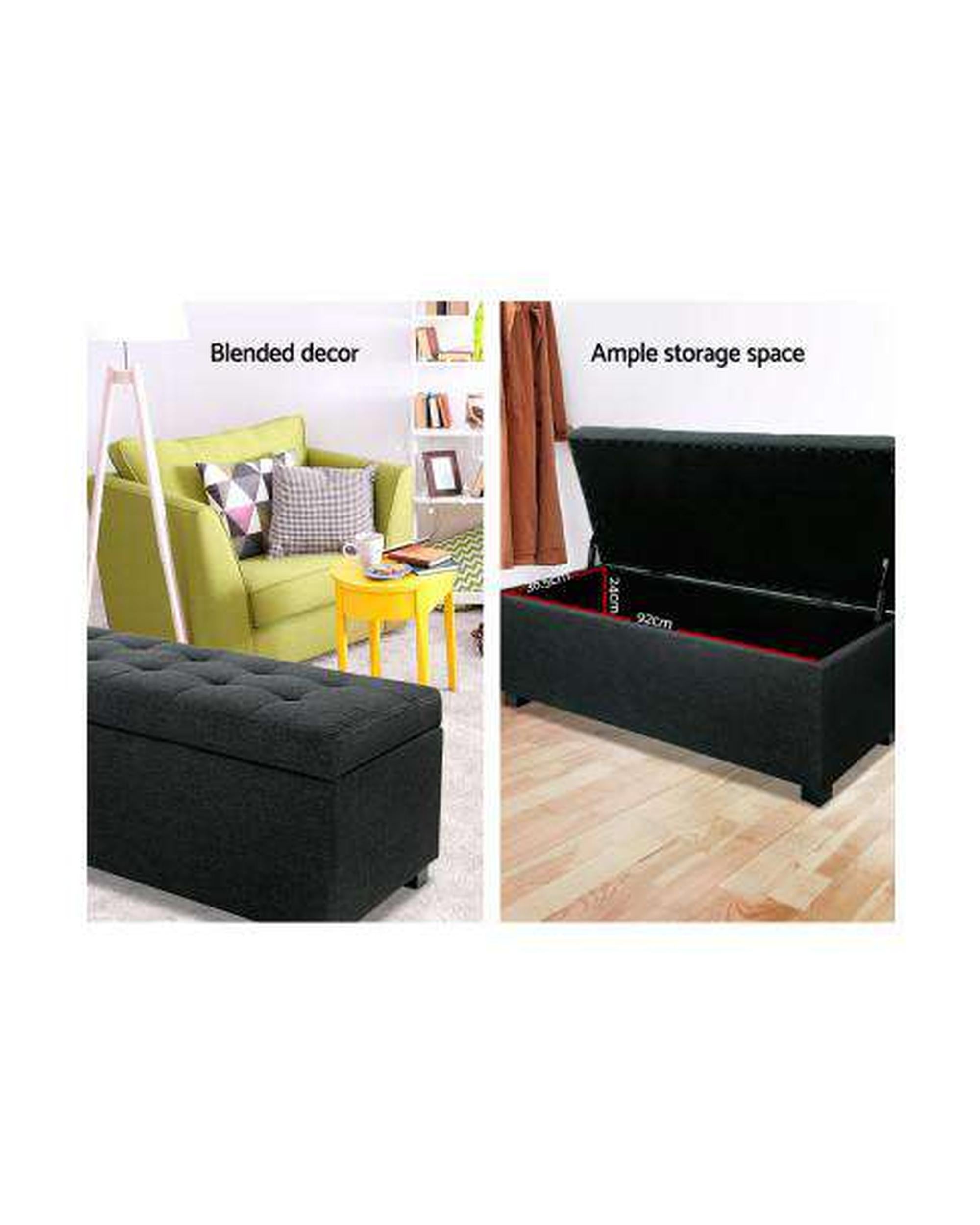Premium Storage Ottoman - Charcoal Artiss