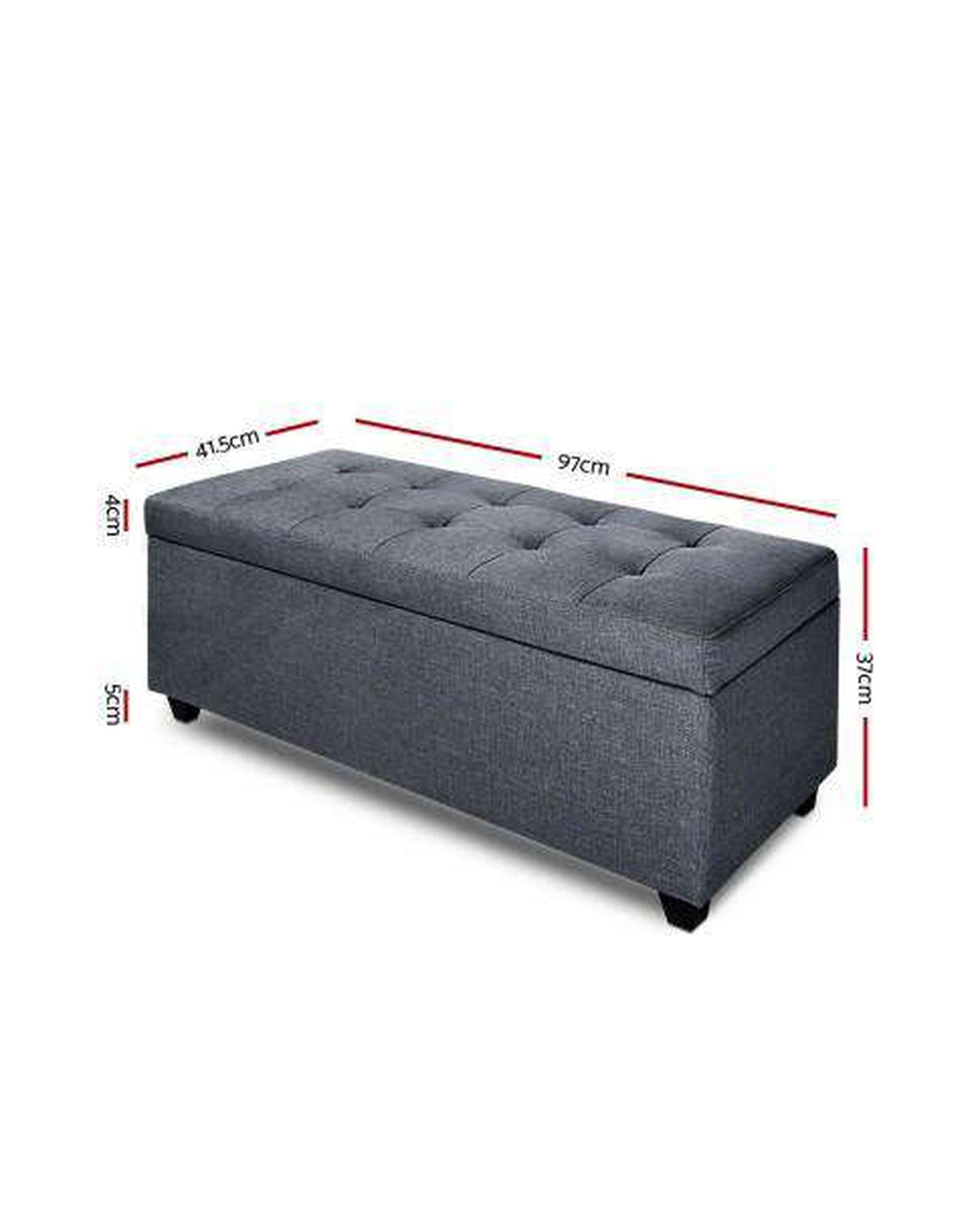 Large Fabric Storage Ottoman - Grey Artiss