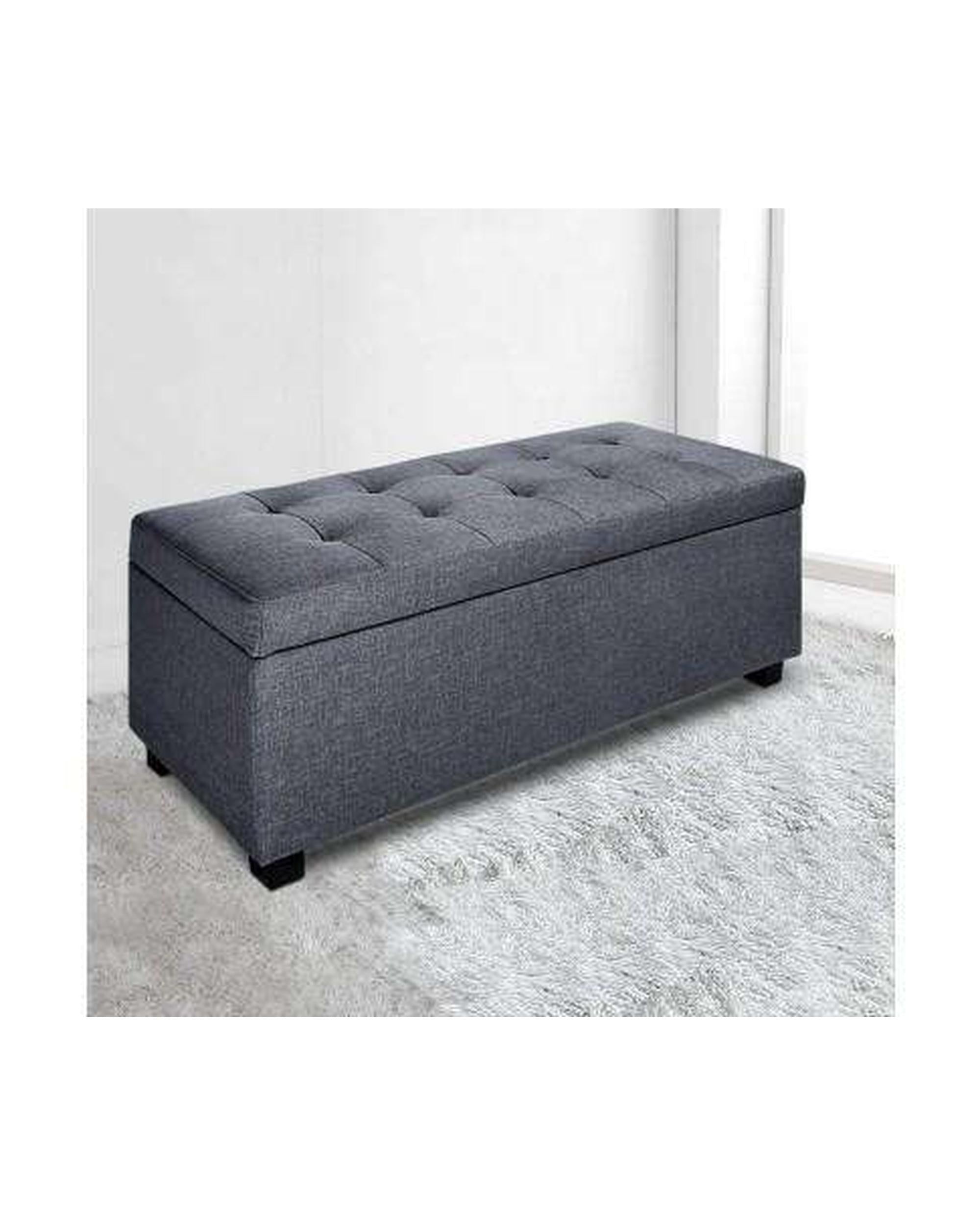 Large Fabric Storage Ottoman - Grey Artiss