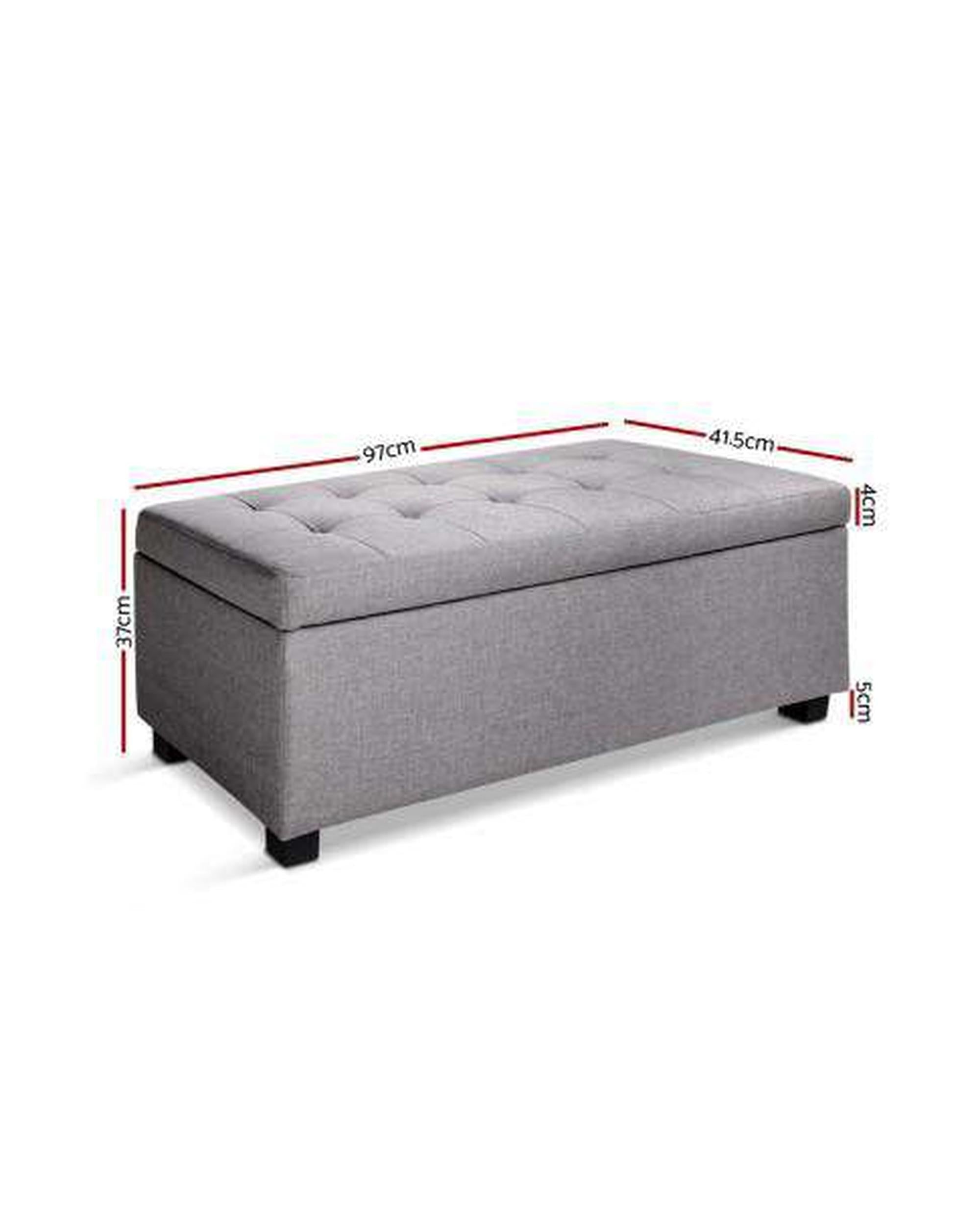 Large Fabric Storage Ottoman - Light Grey Artiss