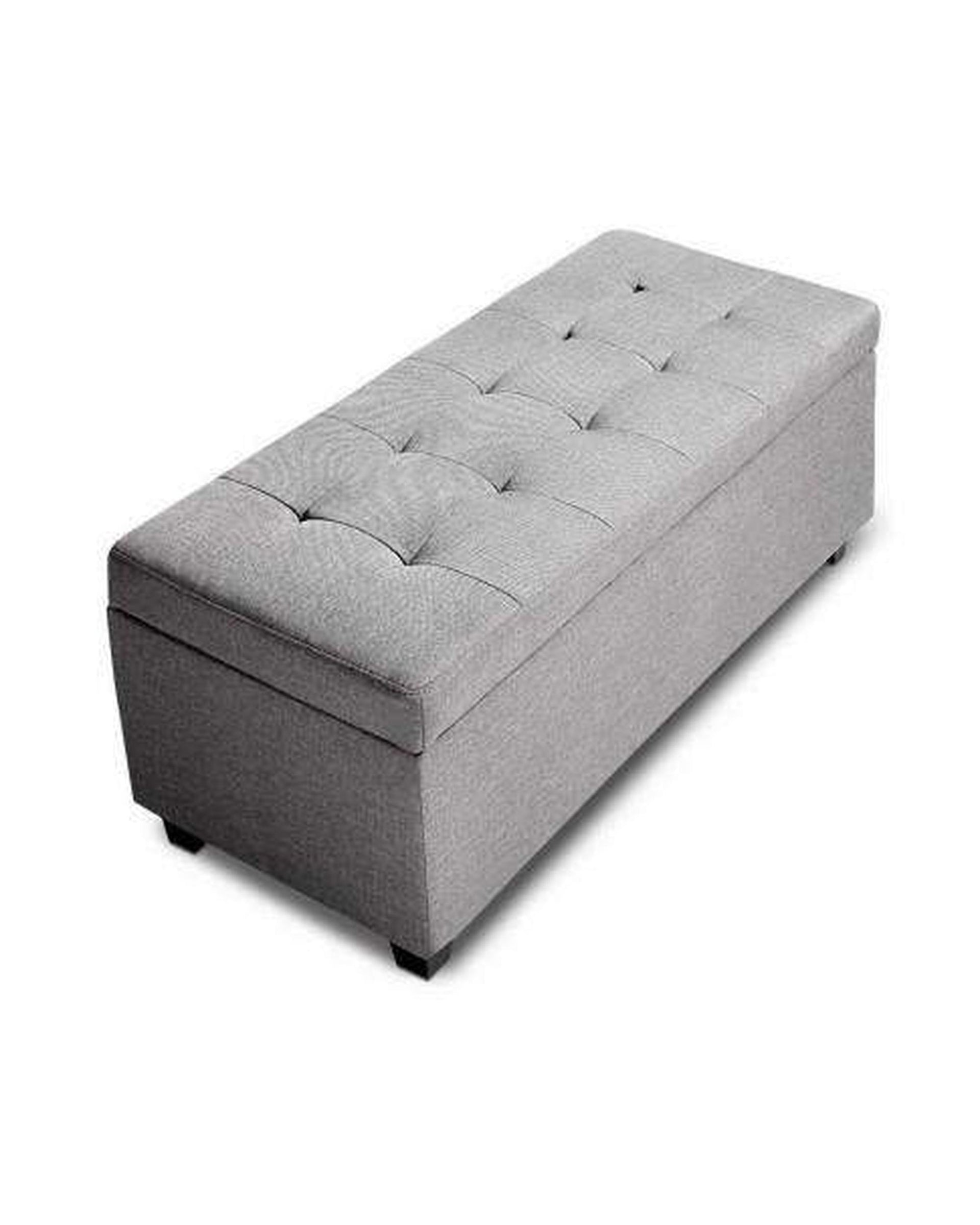 Large Fabric Storage Ottoman - Light Grey Artiss