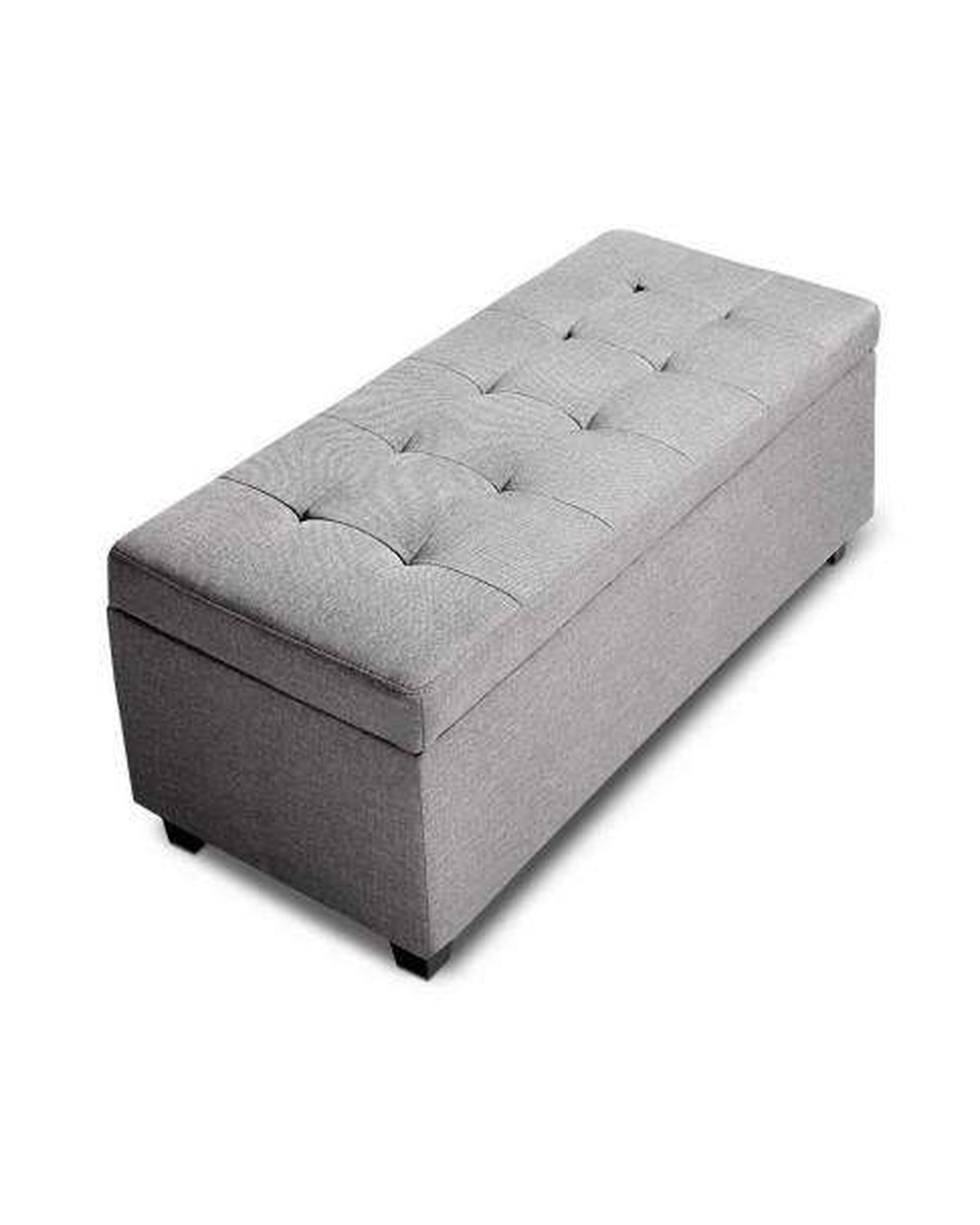 Large Fabric Storage Ottoman - Light Grey Artiss