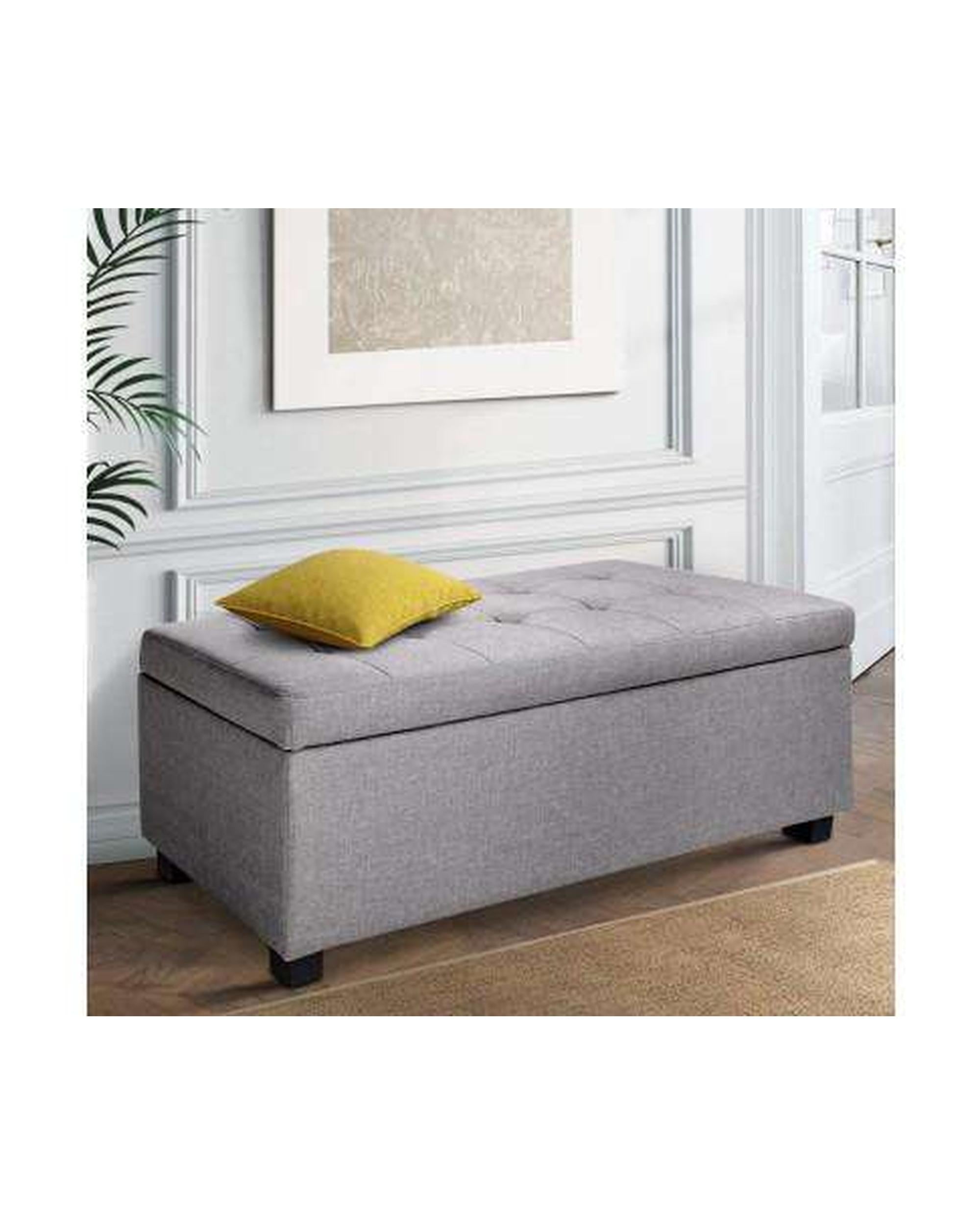 Large Fabric Storage Ottoman - Light Grey Artiss