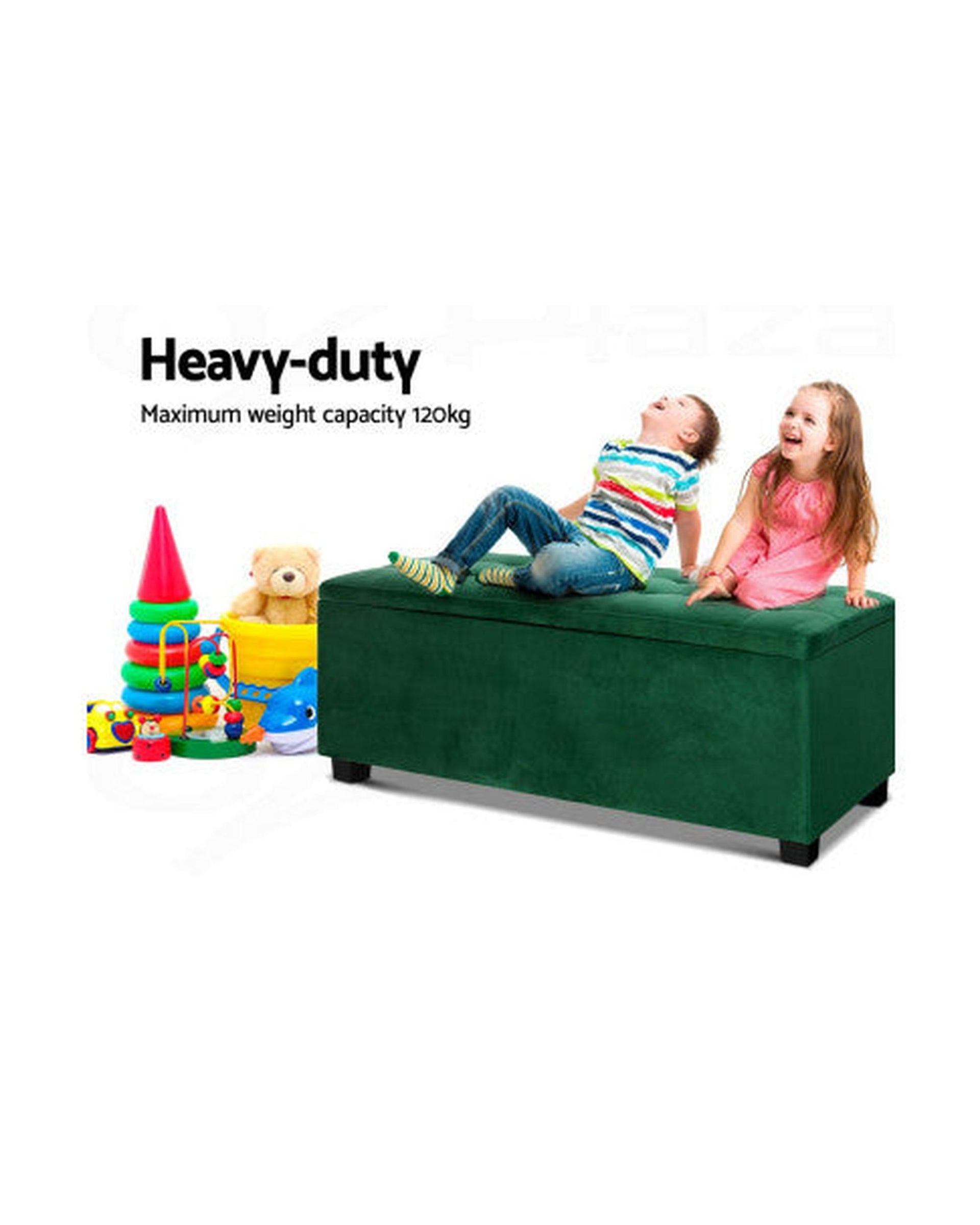Storage Ottoman Blanket Box Velvet Footstool Rest Chest Couch Toy Green Artiss