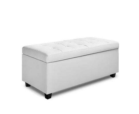 Large PU Leather Storage Ottoman - White Artiss