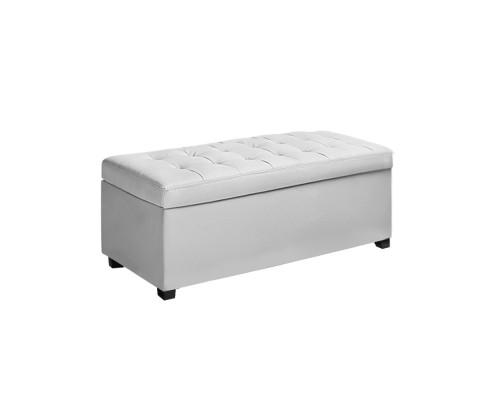Large PU Leather Storage Ottoman - White Artiss