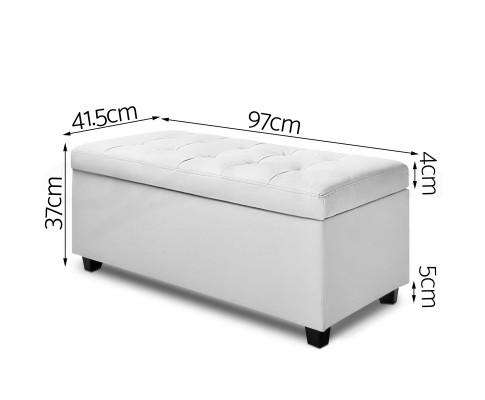 Large PU Leather Storage Ottoman - White Artiss