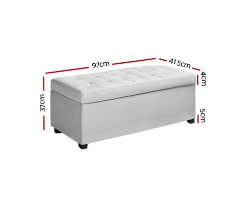 Large PU Leather Storage Ottoman - White Artiss