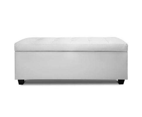 Large PU Leather Storage Ottoman - White Artiss