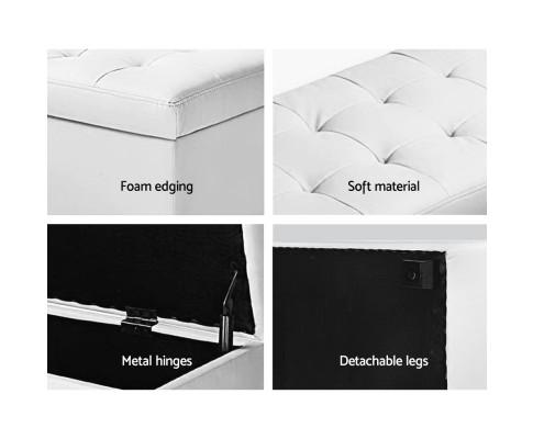 Large PU Leather Storage Ottoman - White Artiss