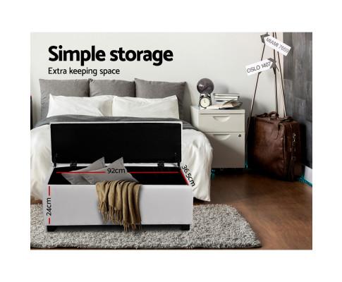 Large PU Leather Storage Ottoman - White Artiss