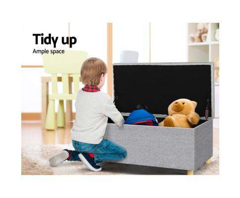 Kids Storage Ottoman - Light Grey Artiss