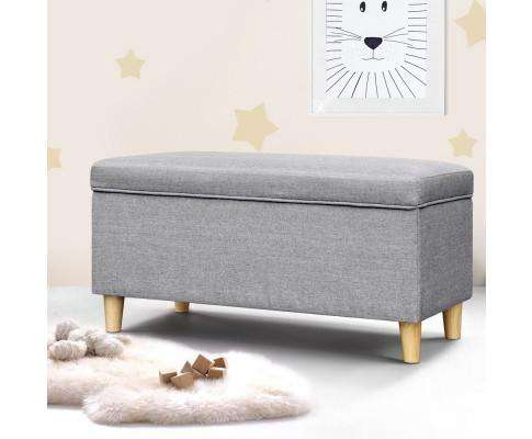 Kids Storage Ottoman - Light Grey Artiss