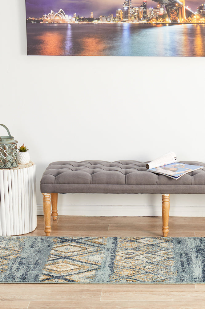 Oxford Contrast Blue Runner Rug Rug Culture