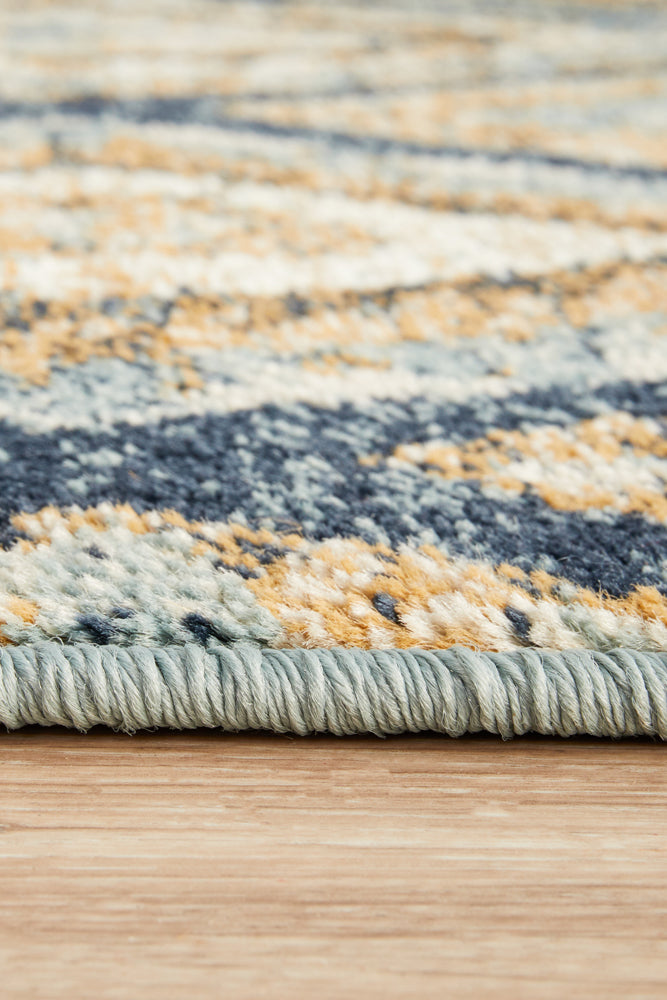 Oxford Contrast Blue Runner Rug Rug Culture