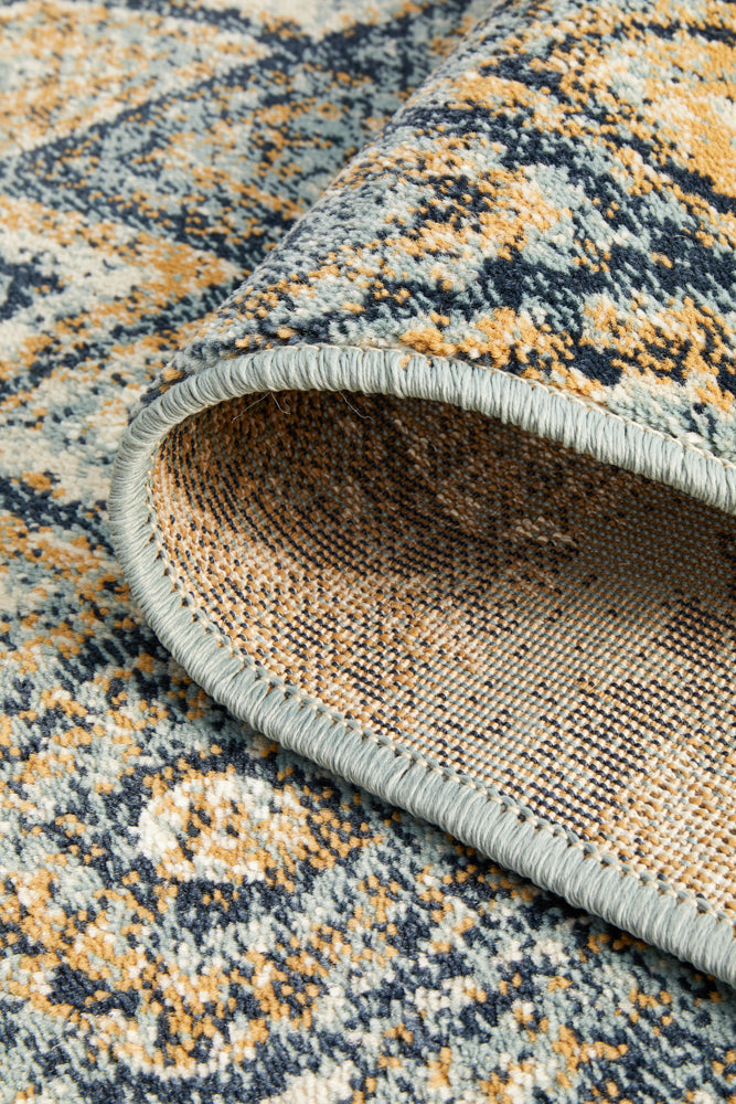 Oxford Contrast Blue Runner Rug Rug Culture