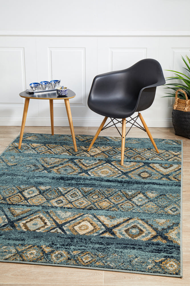 Oxford Contrast Blue Rug Rug Culture