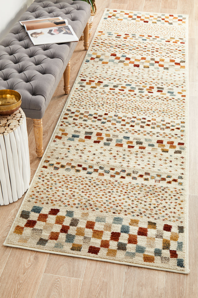 Oxford Squares Bone Runner Rug Rug Culture