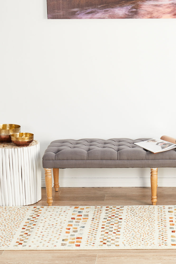 Oxford Squares Bone Runner Rug Rug Culture