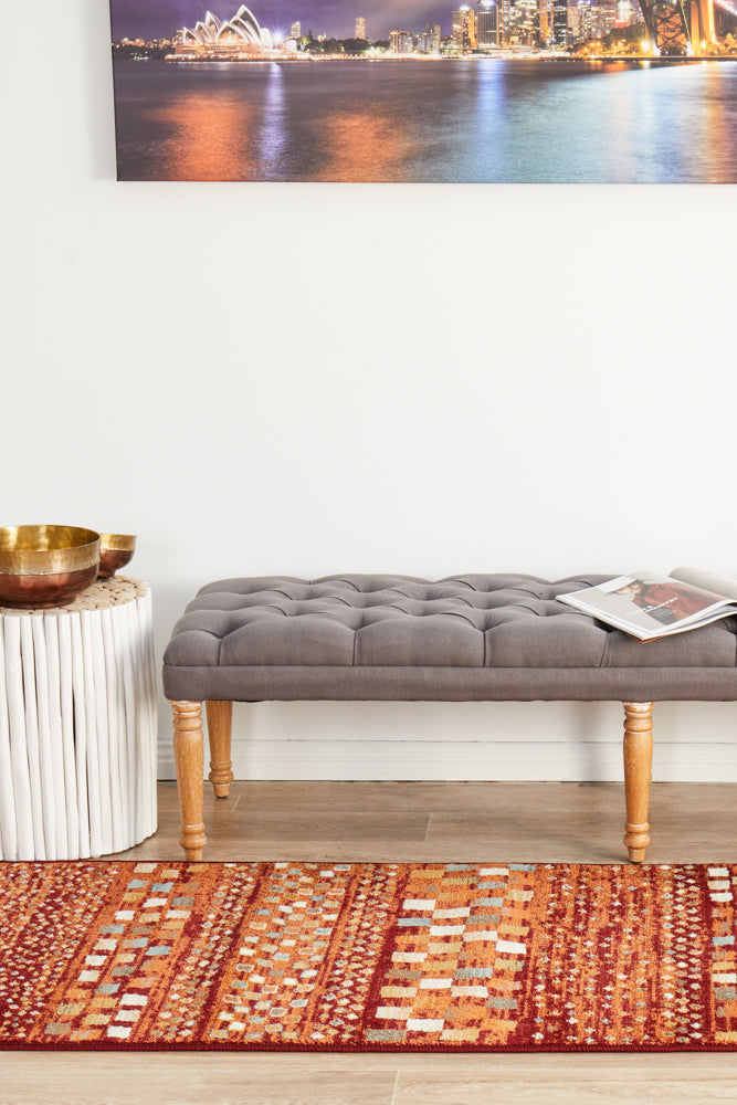 Oxford Squares Rust Runner Rug Rug Culture