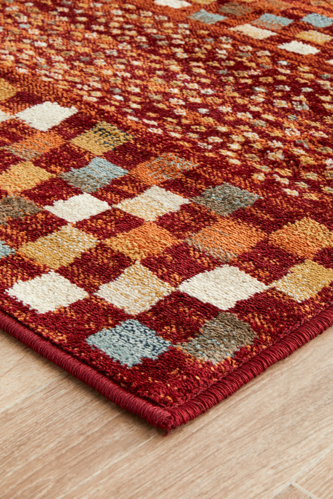 Oxford Squares Rust Runner Rug Rug Culture