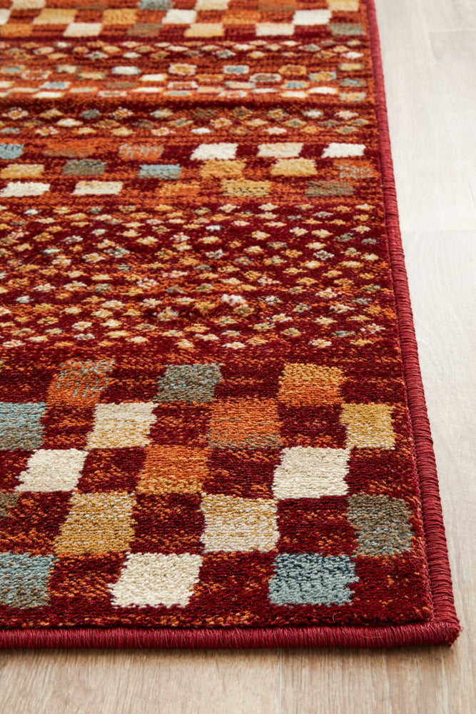 Oxford Squares Rust Runner Rug Rug Culture
