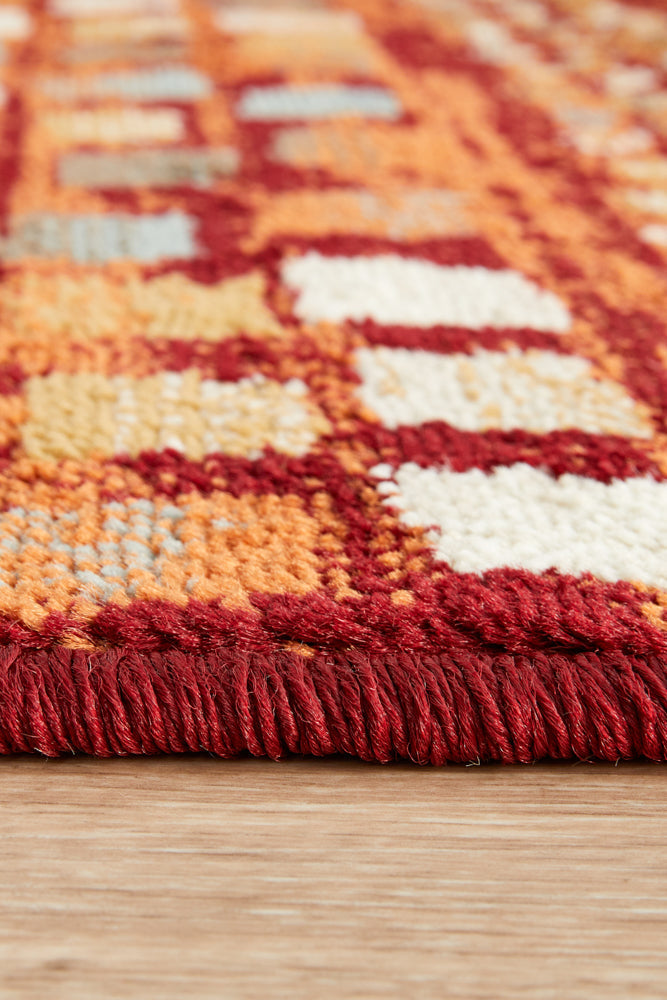 Oxford Squares Rust Runner Rug Rug Culture