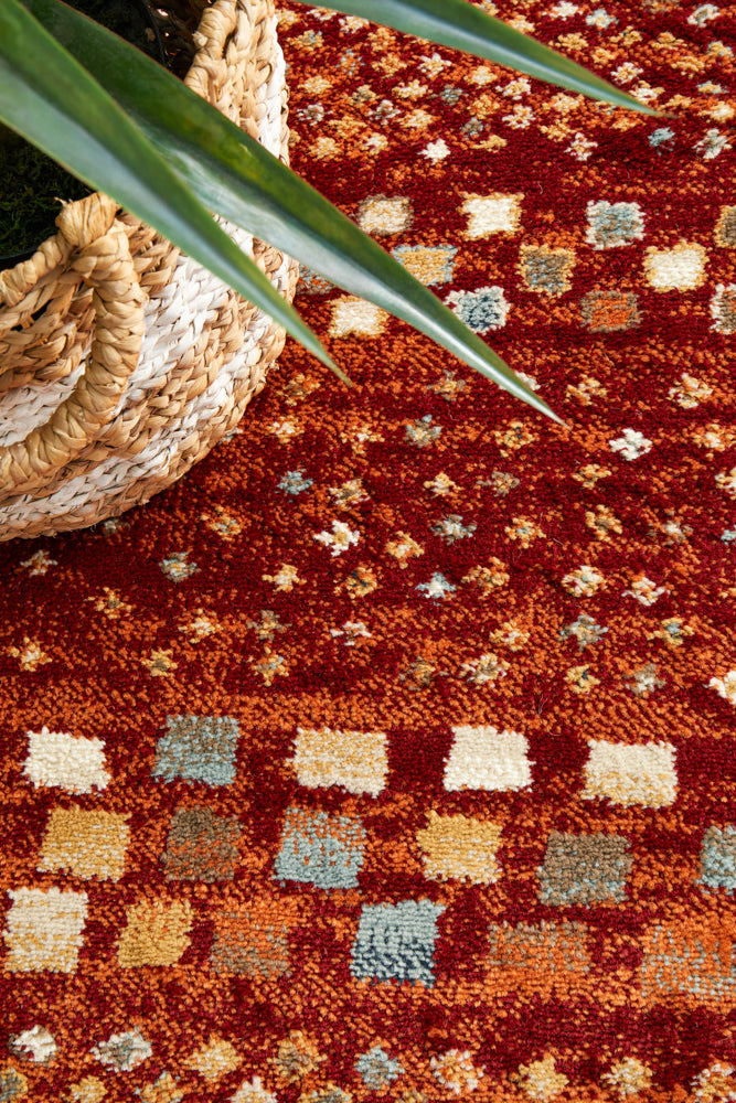 Oxford Squares Rust Runner Rug Rug Culture
