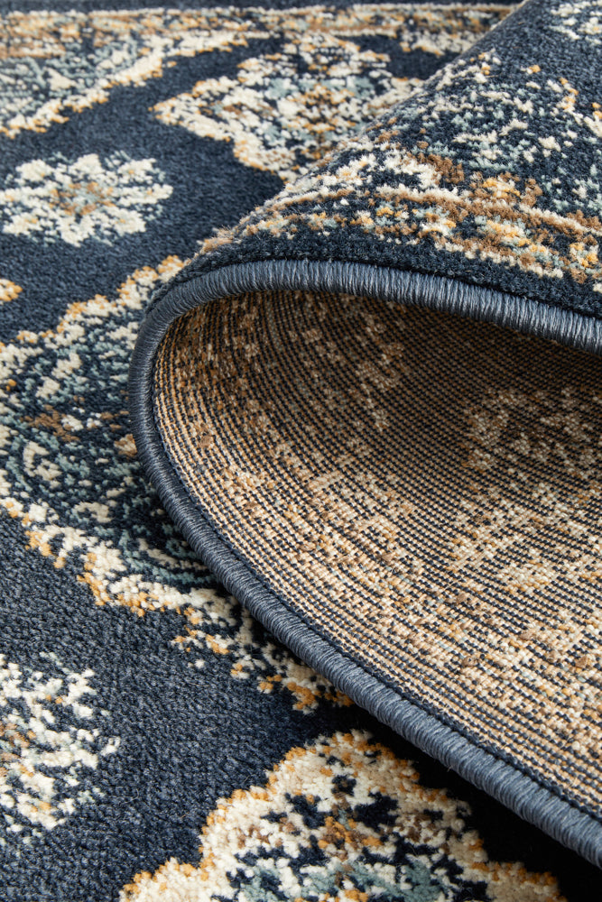 Oxford Timeline Navy Runner Rug Rug Culture