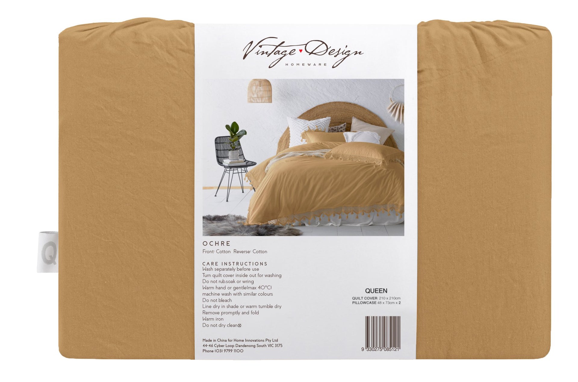 Vintage Design Ochre Gypsy 180TC Cotton Quilt Cover Set Vintage Design