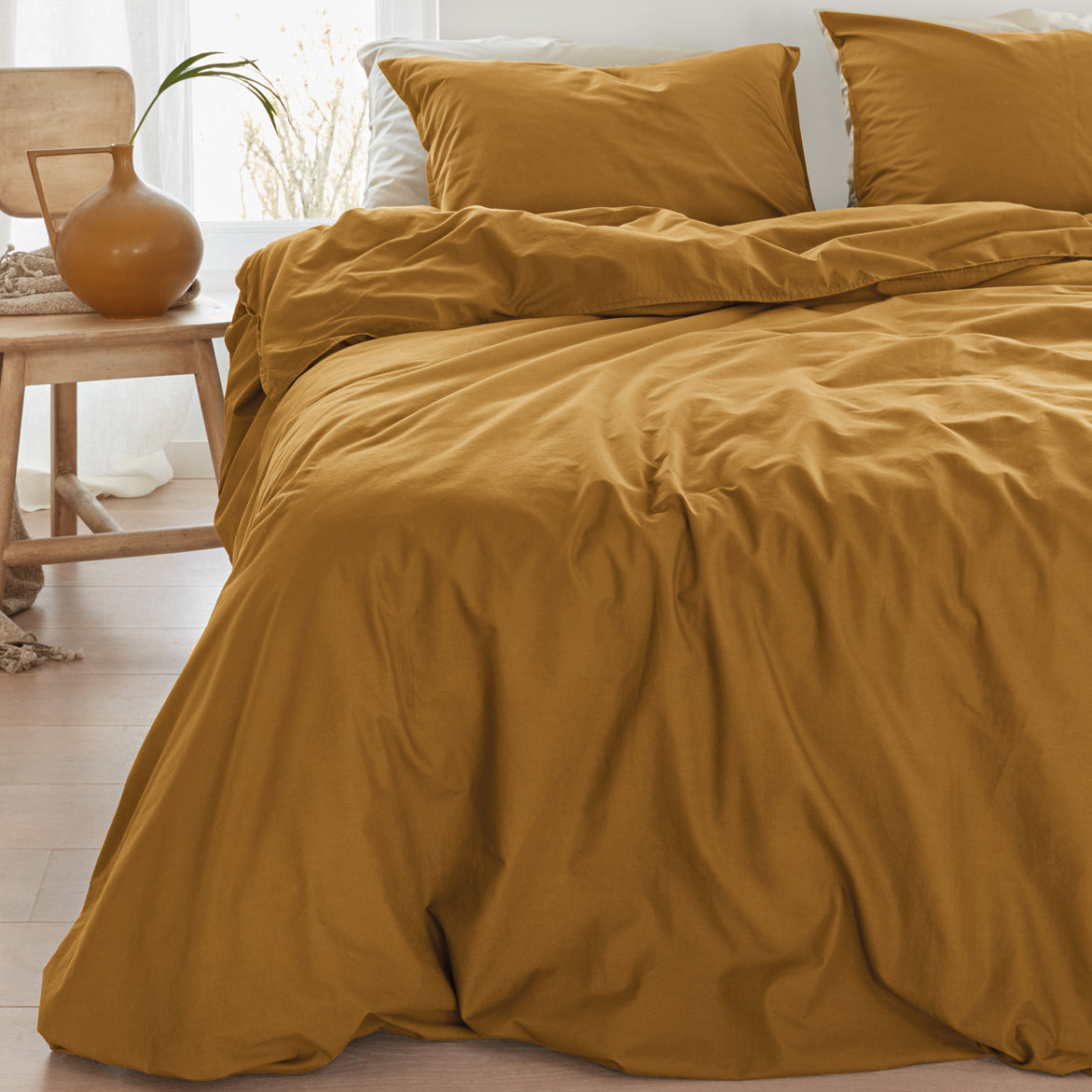 Bedding House Organic Cotton Basic Ochre Cotton Quilt Cover Set Bedding House