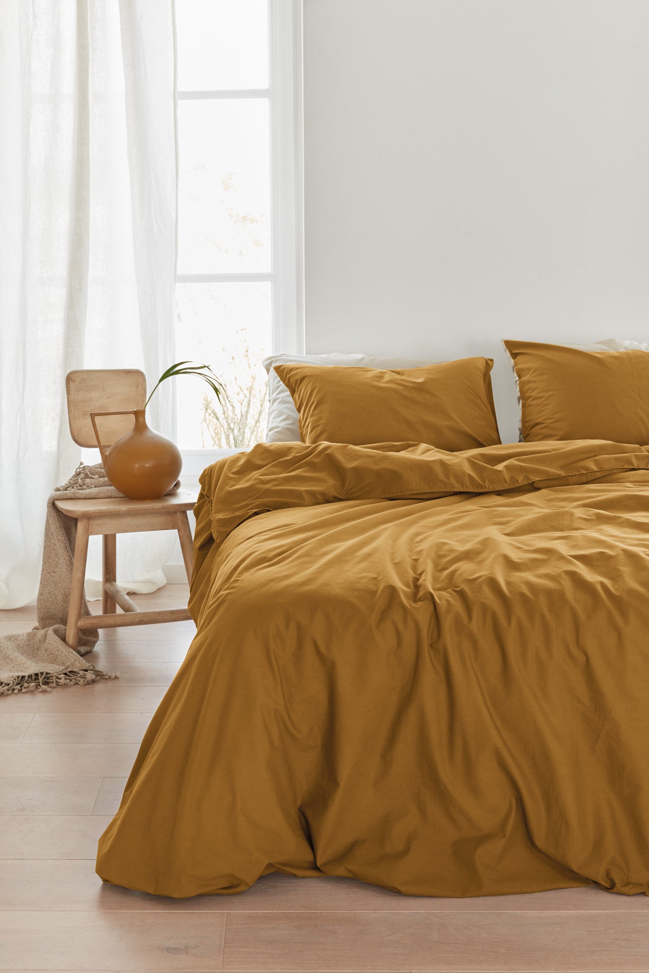 Bedding House Organic Cotton Basic Ochre Cotton Quilt Cover Set Bedding House