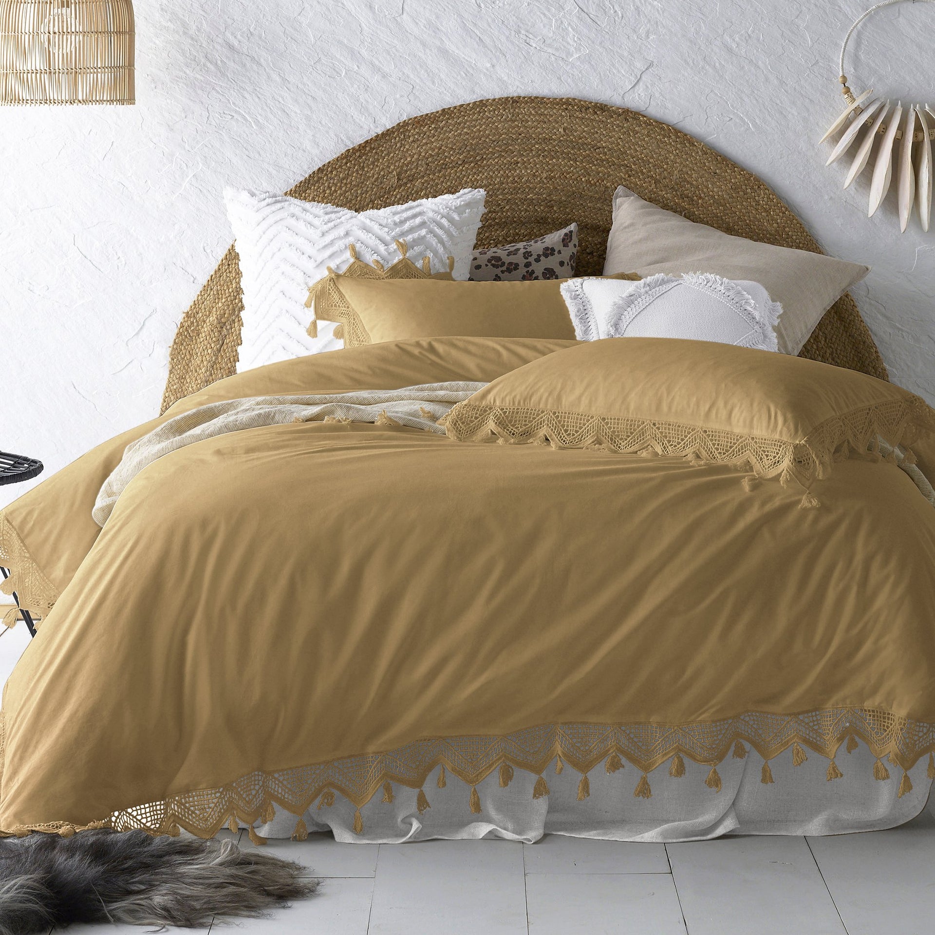 Vintage Design Ochre Gypsy 180TC Cotton Quilt Cover Set Vintage Design