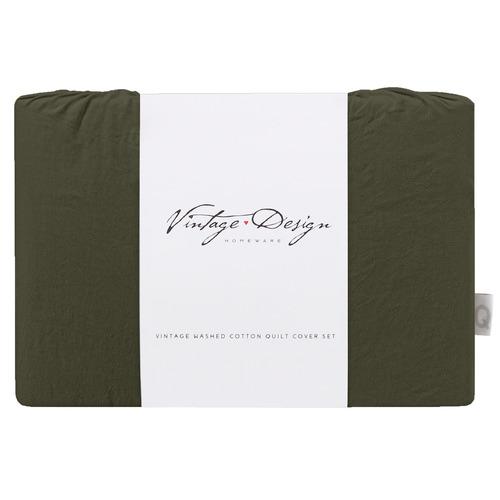 Vintage Design Olive Gypsy 180TC Cotton Quilt Cover Set Vintage Design
