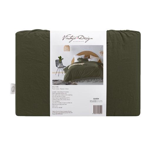 Vintage Design Olive Gypsy 180TC Cotton Quilt Cover Set Vintage Design