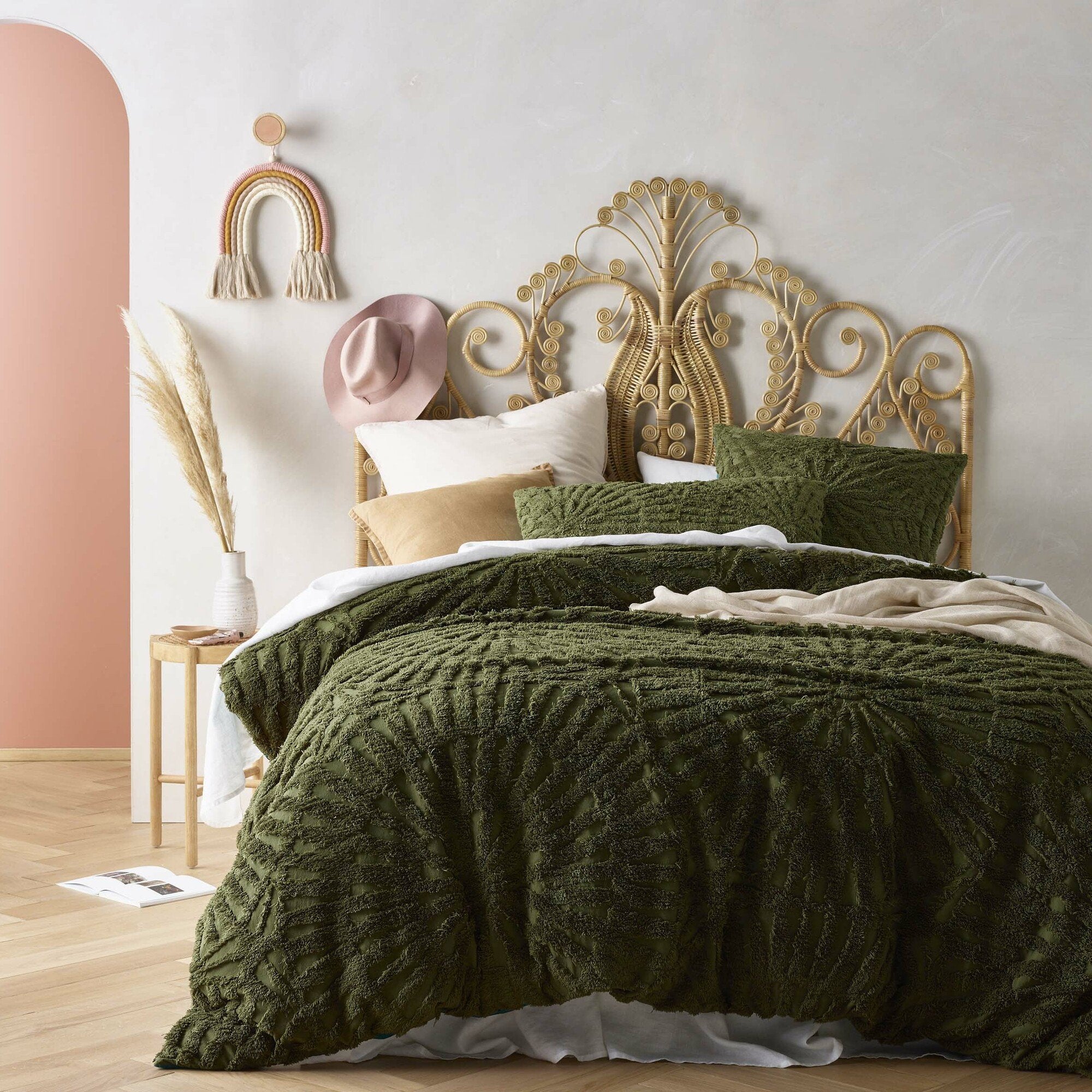 Vintage Design Olive Carmen Cotton Chenille Quilt Cover Sets Vintage Design