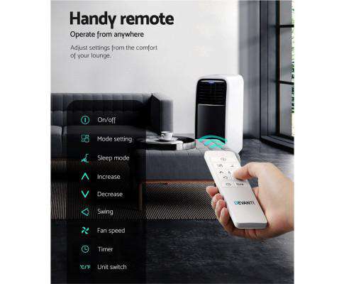 Portable Air Conditioner Cooling Mobile Fan Cooler Dehumidifier White 2500W Devanti