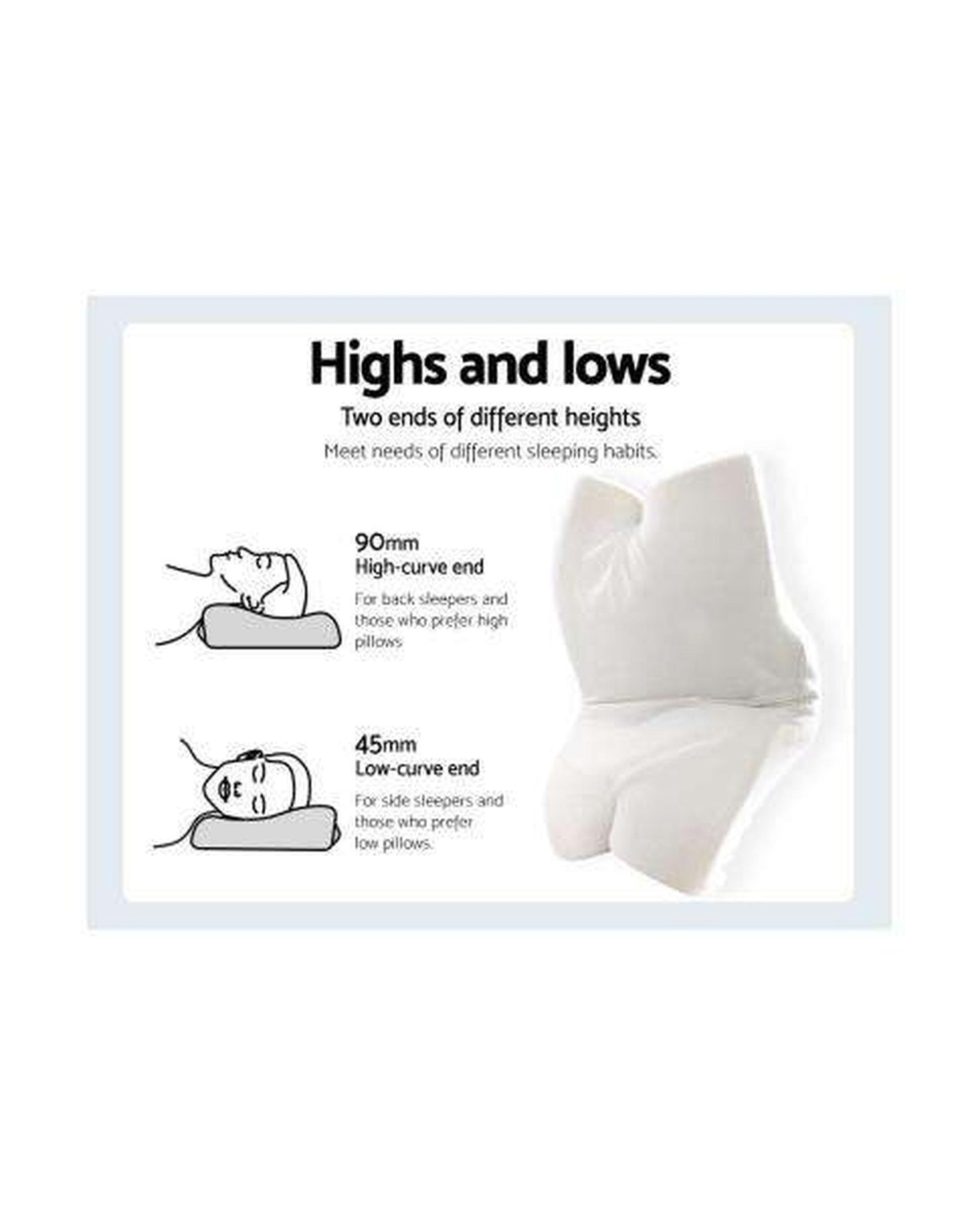 Memory Foam Pillow Neck Pillows Contour Rebound Pain Relief Support Giselle