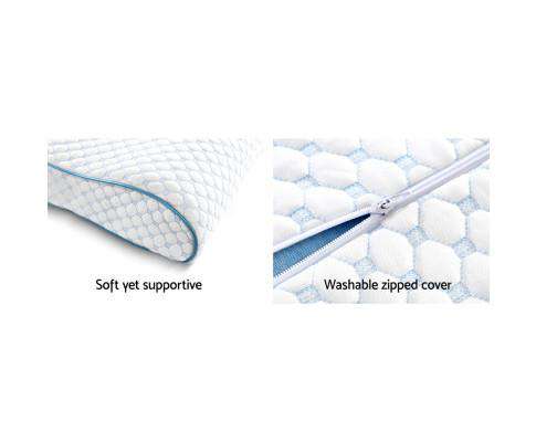 Giselle Pillows/Cushions Memory Foam Pillow Ice Silk Cover Contour Pillows Cool Cervical Support