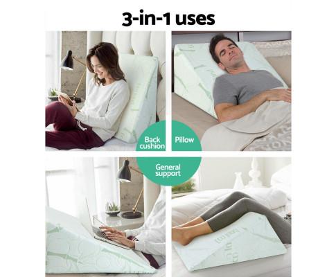 2X Memory Foam Wedge Pillow Neck Back Support with Cover Waterproof Bamboo Giselle