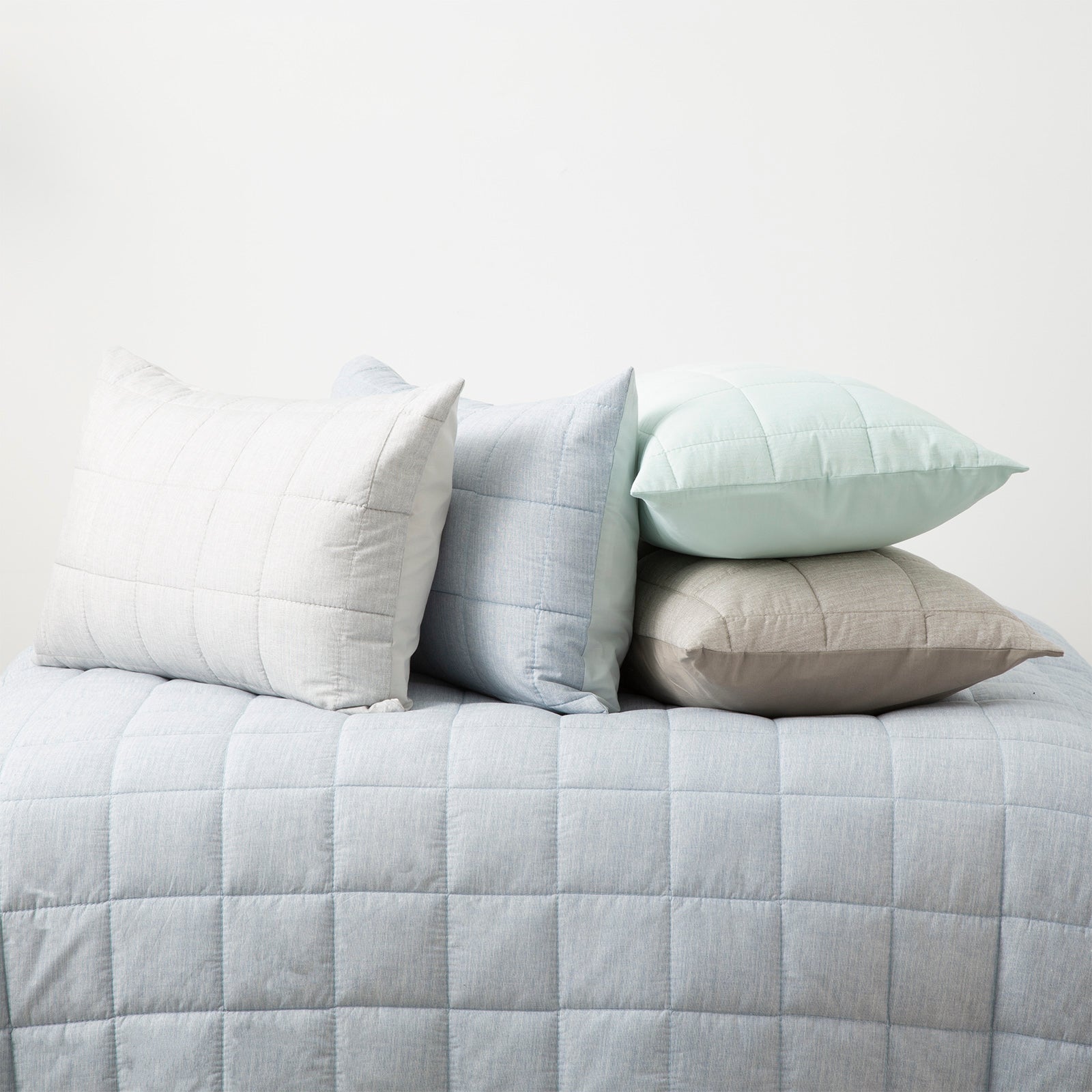 Park Avenue Paradis washed Chambray Quilted Quilt Cover Set - Sky Park Avenue