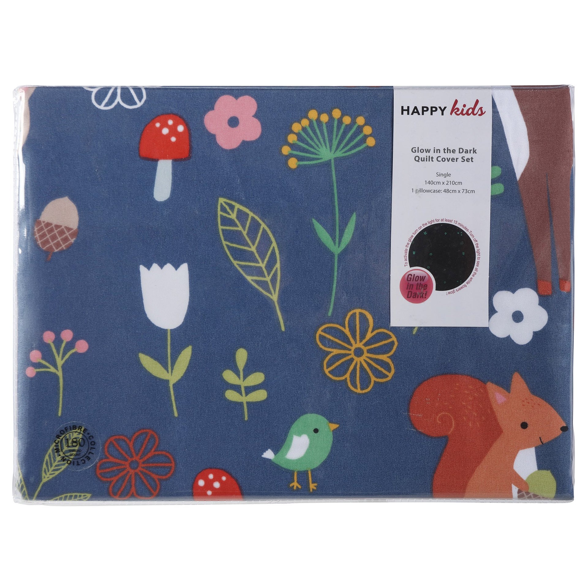 Happy Kids Nature Forest Glow-in-the-Dark Quilt Cover Set Happy Kids Bedding